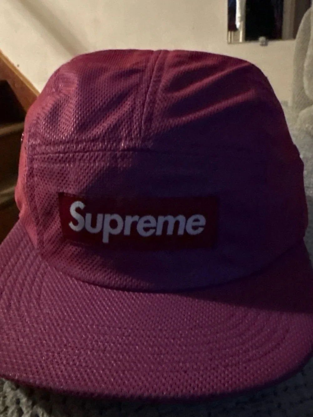 Supreme Pink and Blue Mesh Box Logo Camp Cap